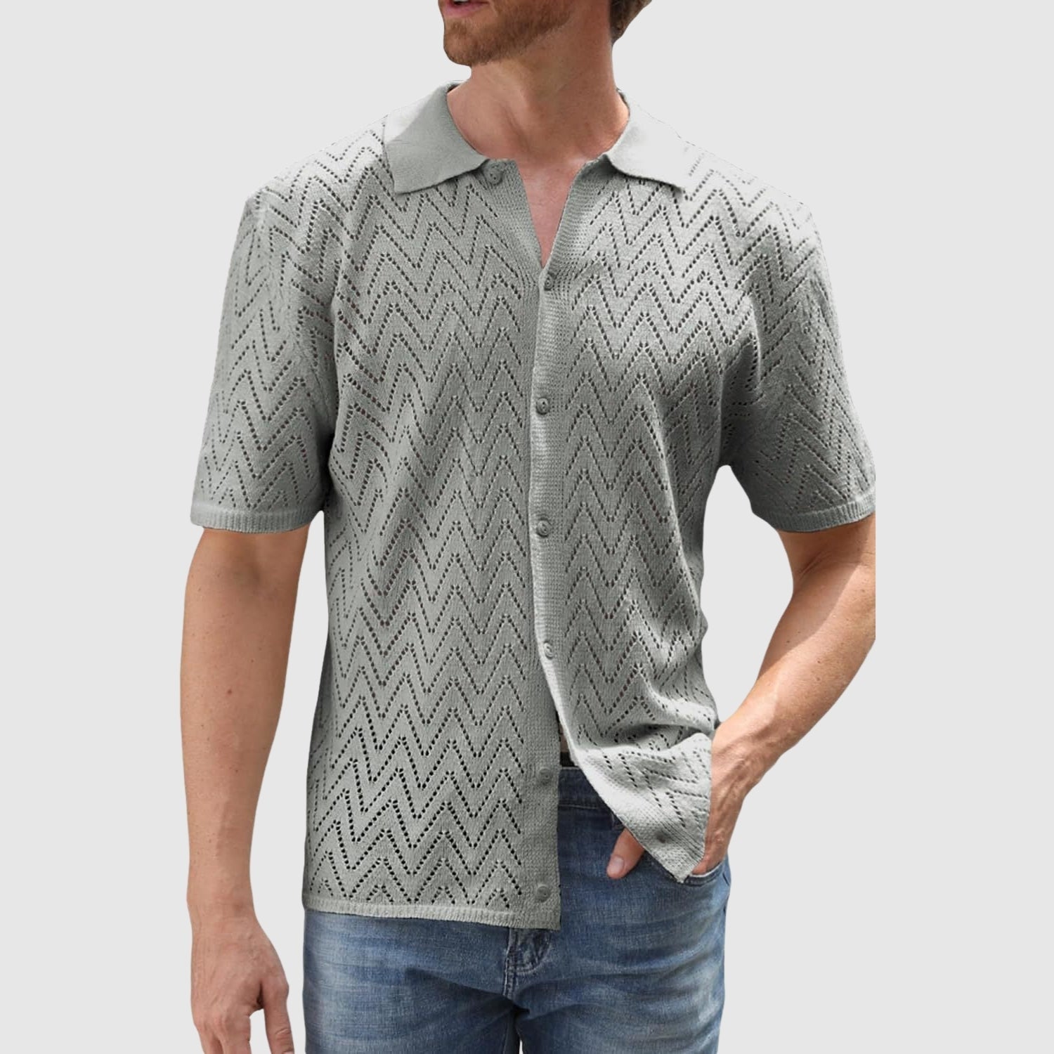 JAN – Pletená košile se vzorem ve tvaru cikcaků