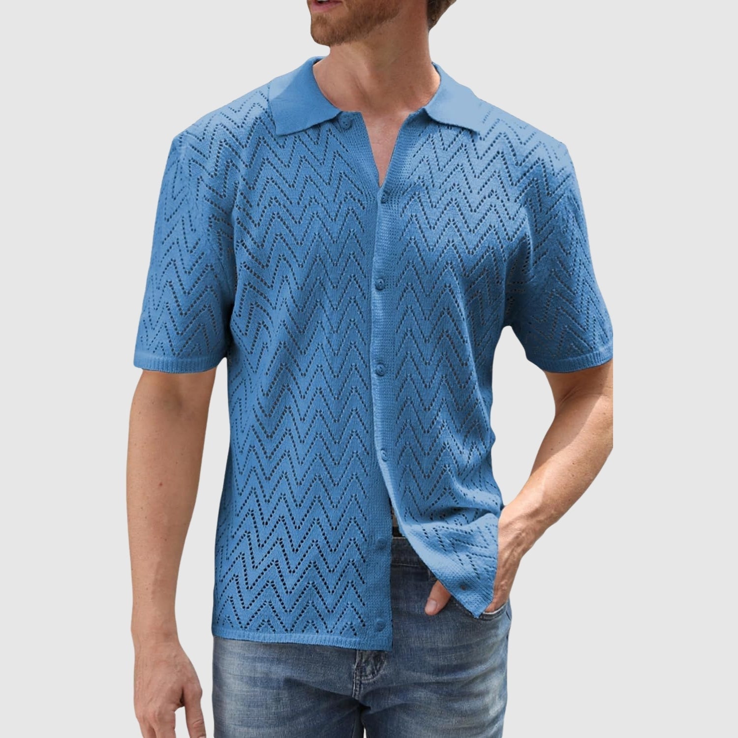 JAN – Pletená košile se vzorem ve tvaru cikcaků