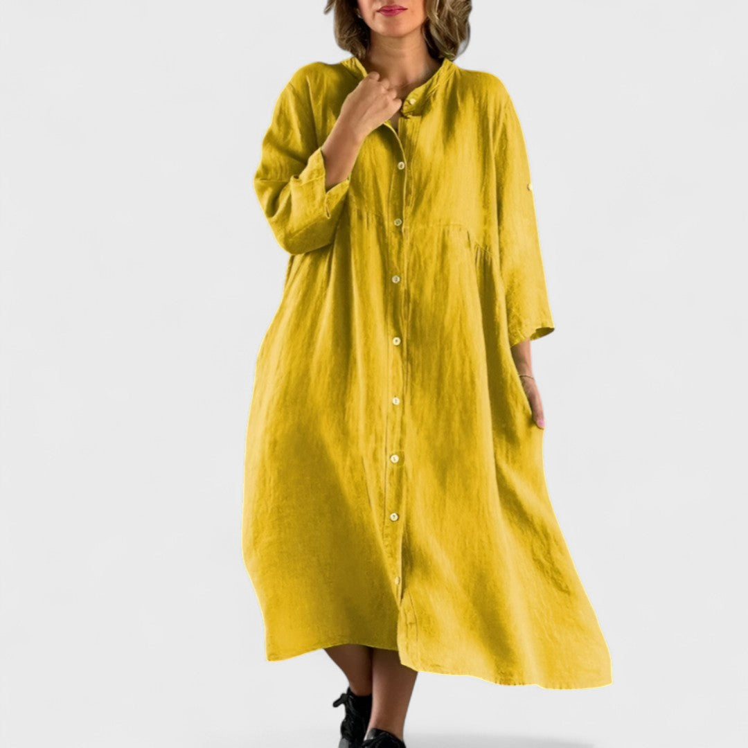 Isa - Bavlněno-lenová Košilová Šaty
