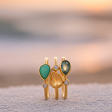 Tris di Onde – pozlacený mosazný prsten s barevnými zirkony