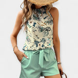 Set s tropickým vzorem a ohlávkou topem