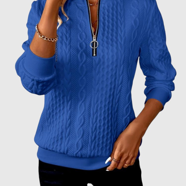 Amalie - Pletený svetr s copánkovým vzorem na zip