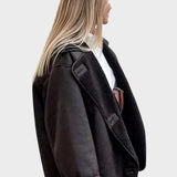 Stine | Stylová kožená bunda s kožušinovým lemováním