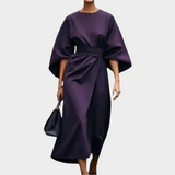 Sikato minimalistické šaty s pásem a širokými rukávy