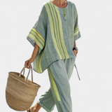 Sada z lněného bambusu s okouzlující levandulí a detaily ve žlutém pruhu