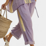 Sada z lněného bambusu s okouzlující levandulí a detaily ve žlutém pruhu