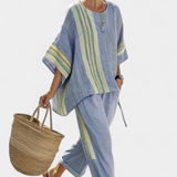 Sada z lněného bambusu s okouzlující levandulí a detaily ve žlutém pruhu