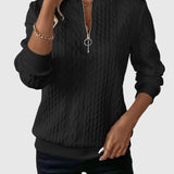 Amalie - Pletený svetr s copánkovým vzorem na zip