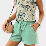 Set s tropickým vzorem a ohlávkou topem