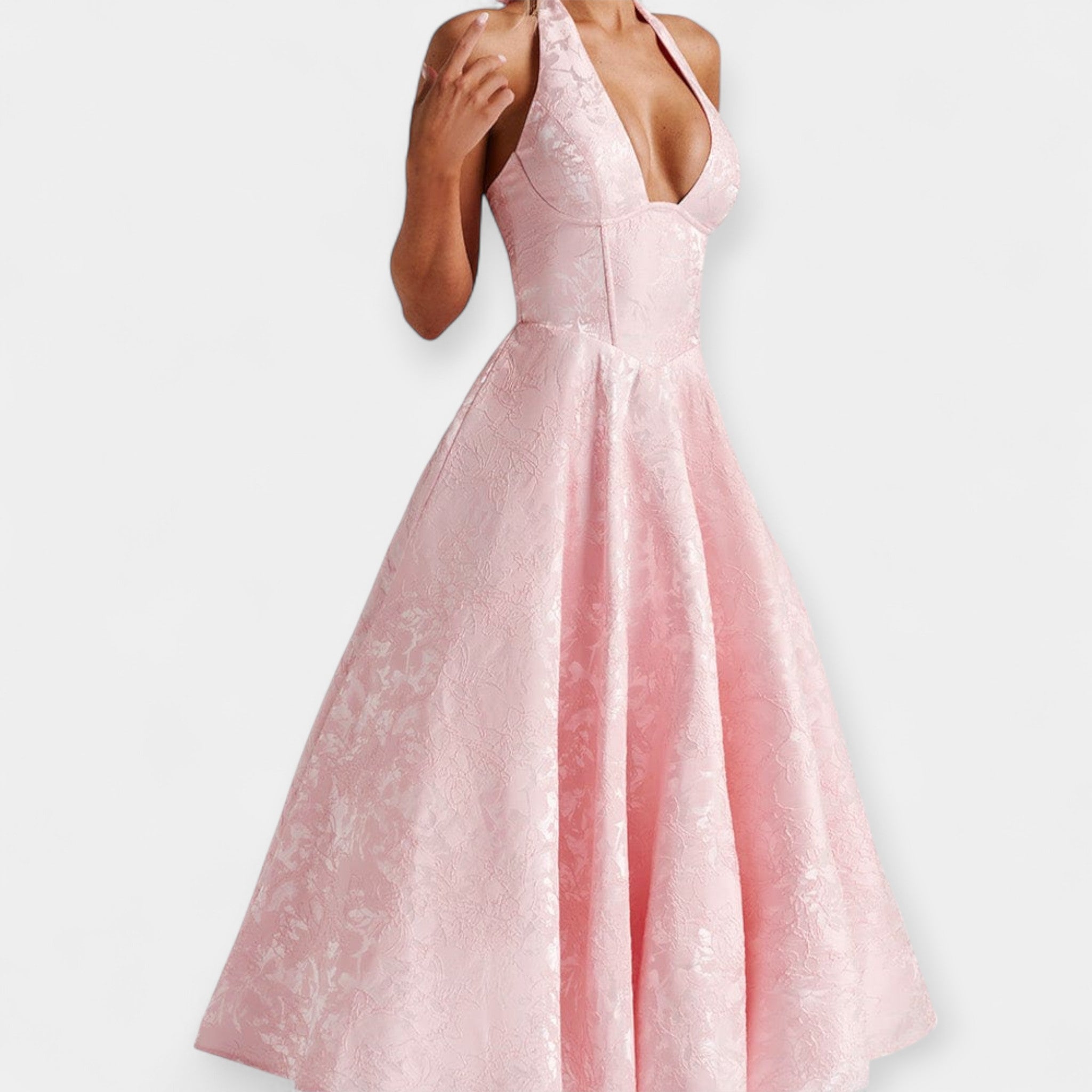 Midi šaty s otevřenými zády a stylovým korzetem