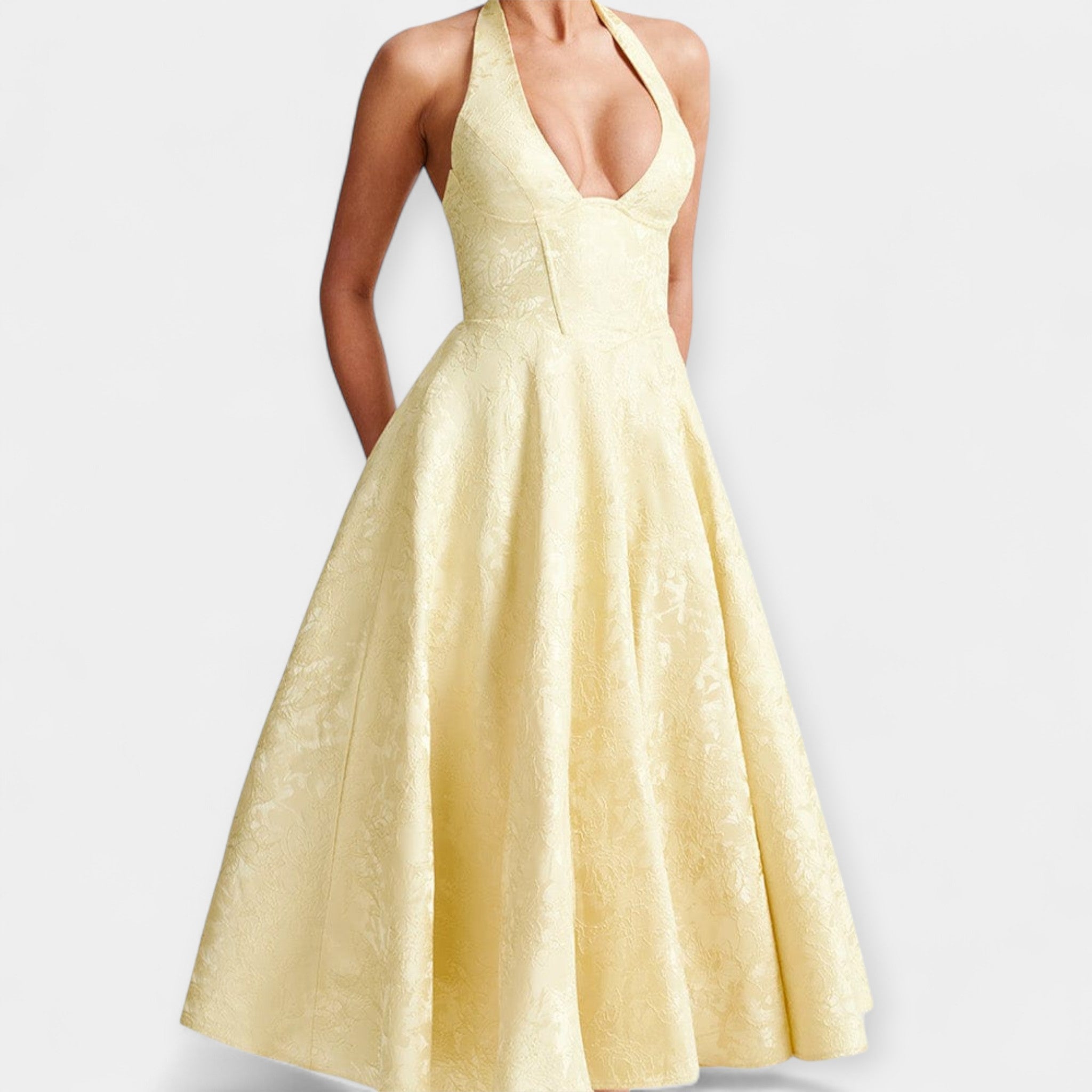 Midi šaty s otevřenými zády a stylovým korzetem