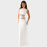 Leni | Maxi šaty zvýrazňující postavu s jemnými průstřihy a šněrováním